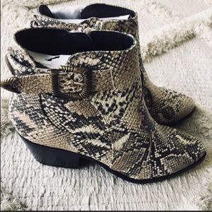 Qupid Snake Print Booties